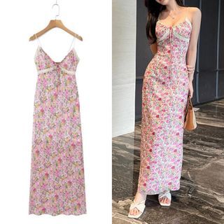 ❗️SALE❗️Most Dreamy Cottagecore Pinterest Coquette Pink Floral Long Dress / Beach Summer Dress