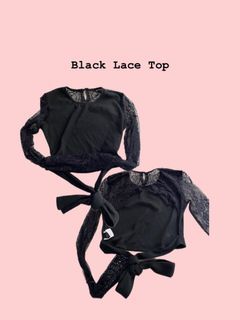 Shein Black Lace Long Sleeve Backless Top