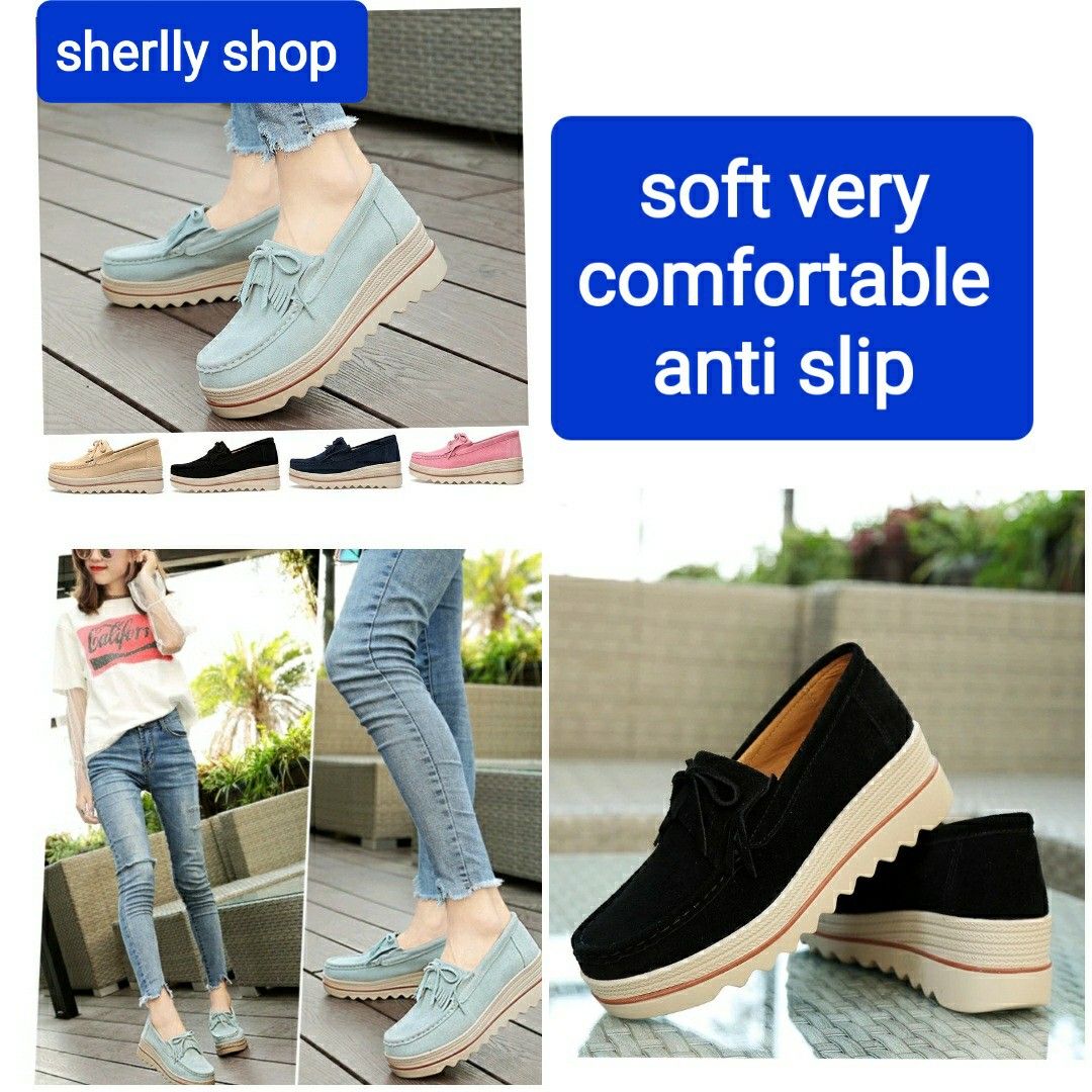 Size 36 44 women suede leather sneakers shoes breathable soft very comfortable anti slip