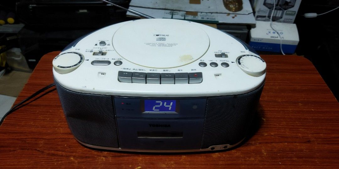 Toshiba TY-CDS5 (Category: Portable Music Players) located in Pasay City. Submitted by marineljapansurplus (Listing ID 1307952300, Image 2). Description: Toshiba CD Cassette Radio player Model: TY-CDS5 CD 💿: Working 👍(CD-R/RW playable) Tuner 📻: Working 👍 (AM complete all local station /FM Japan standard 90mhz only) Aux-in 🔃: Working 👍 Cassette 📼: pin roller issue Power Supply: 110v 15W (AC) DC: Battery operated - 12v (8x1.5v) Price: ₱ 650 