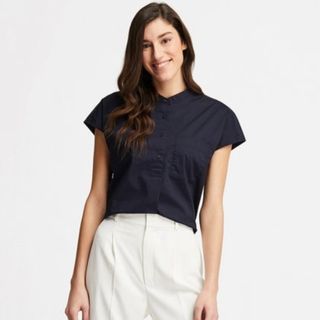 Uniqlo Boxy Cap Sleeve Top "Navy"