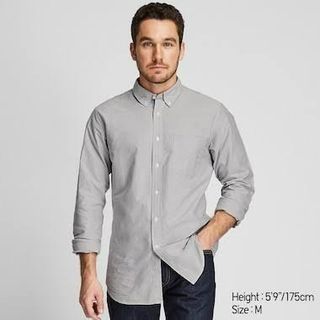 UNIQLO MEN'S DRY EASY CARE OXFORD LONG SLEEVED SHIRT