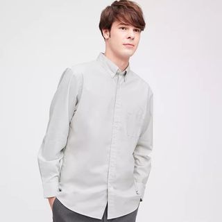 UNIQLO MEN'S EXTRA FINE COTTON BROADCLOTH LONG SLEEVED SHIRT