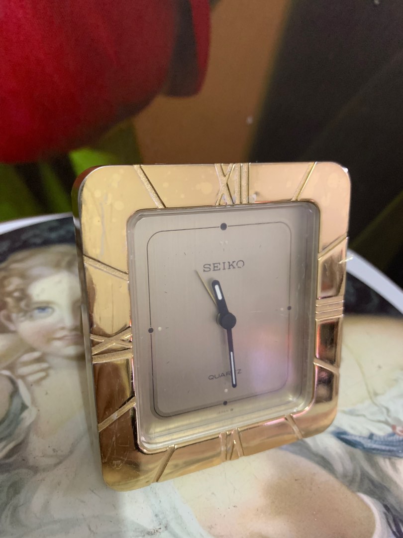 Vintage Seiko Quartz Travel Alarm Clock QQQ156G Retro Art Deco