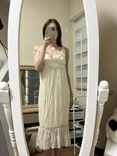 WHITE coquette maxi dress