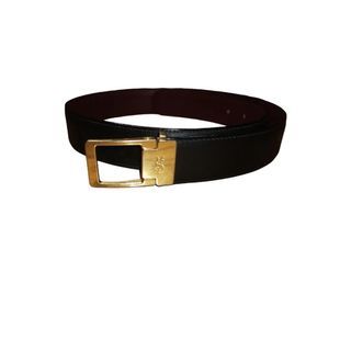 Ysl leather black maroon belt vintage