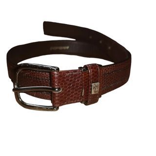 Ysl textured leather brown belt vintage