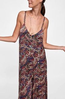 ZARA PAISLEY WIDE LEG SILKY JUMPSUIT OVERALL PLAYSUIT