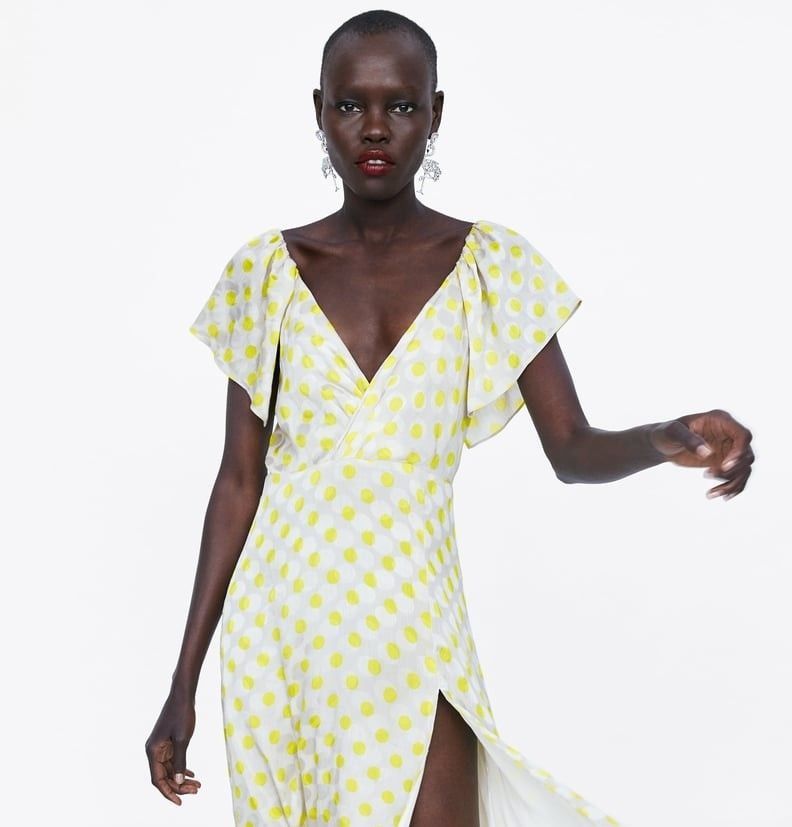 zara silk polka dot dress ZW COLLECTION HALTER POLKA DOT DRESS - Brown / Ecru
