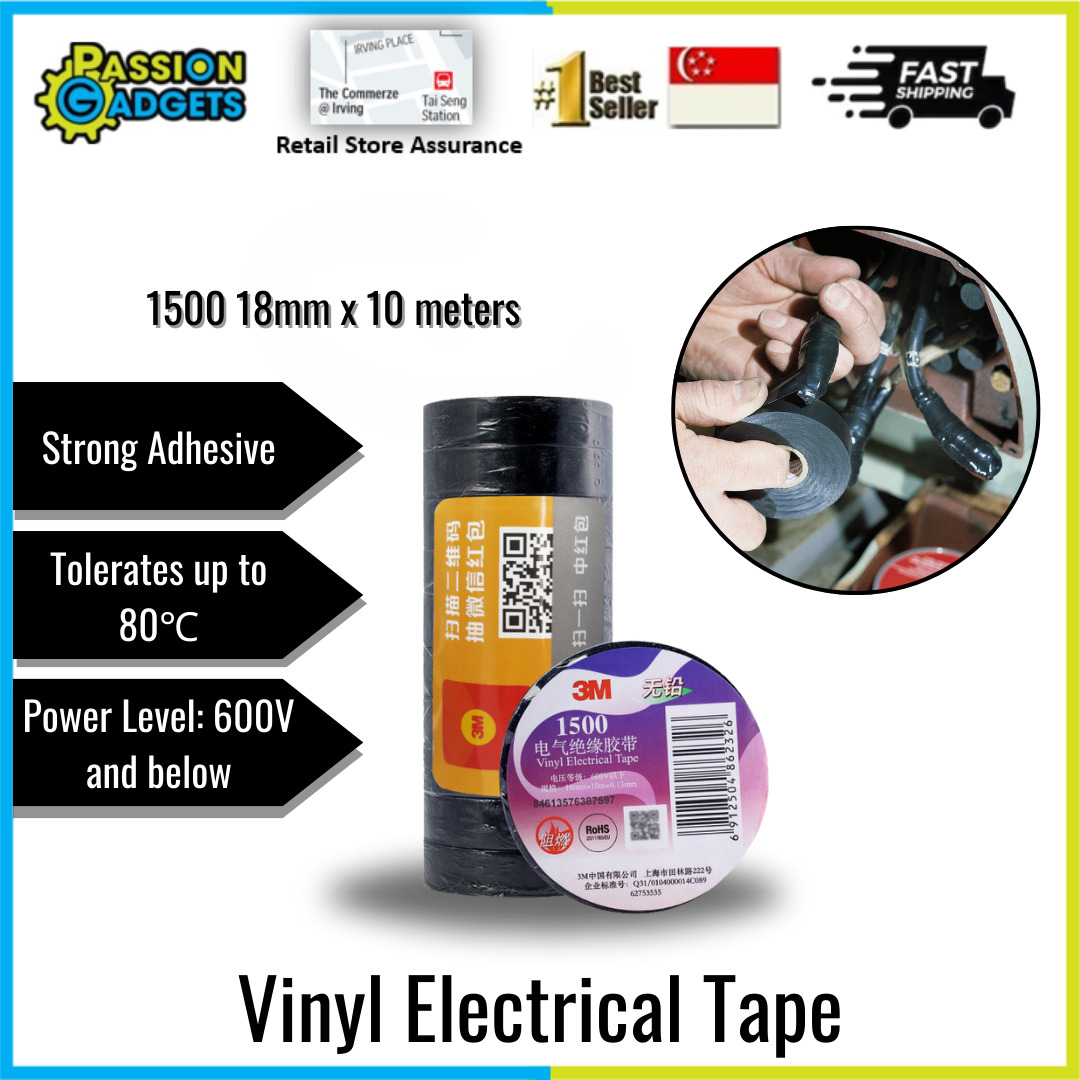 Raindrops 3 Rolls Electrical Heating Tape PVC Black Insulated Heat Cable Wrap For Wiring And Electrical Connections