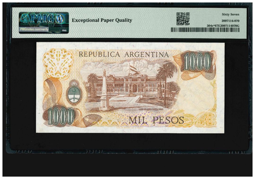 評級鈔] 🥇 🇦🇷 阿根廷ND( 1976 - 1983 ) Argentina 1000 Peso PMG 67 EPQ 冠軍分🏆  (只有3張) 外國紙, 興趣及遊戲, 收藏品及紀念品, 錢幣- Carousell