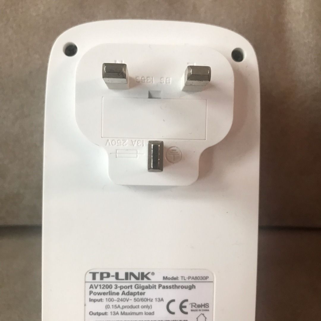 💻 TP-LINK AV1200 3-port Gigabit Passthrough Powerline Adapter TL-PA8030P  HomePlug USED 電力線網路橋接器電力貓🔌, 電腦＆科技, 電腦周邊及配件, Wifi及上網相關產品- Carousell