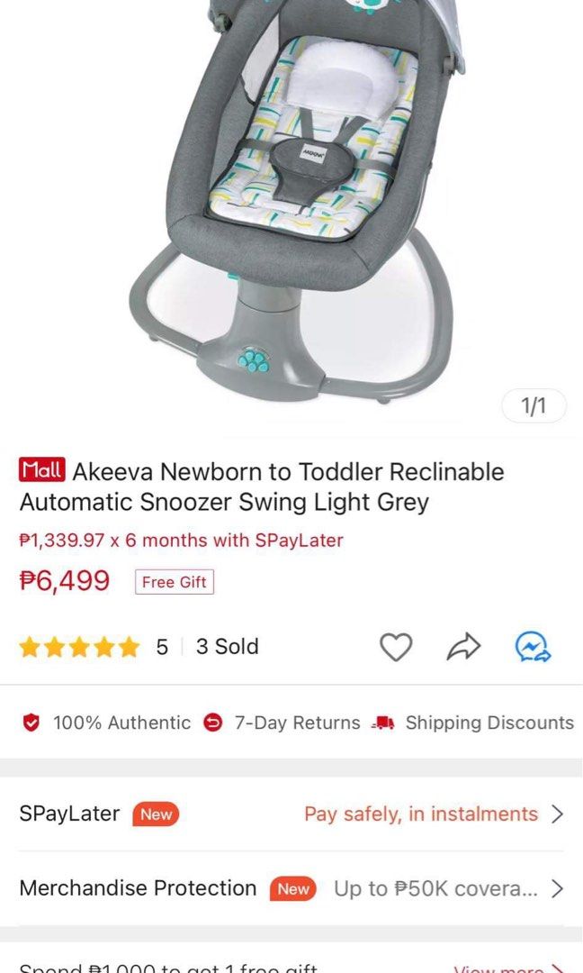 Automatic swing reclinable akeeva brand Babies Kids Baby Nursery Kids Furniture Cots Cribs on Carousell