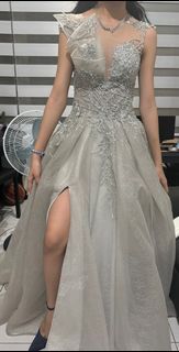 Ball Gown w/slit - Gray