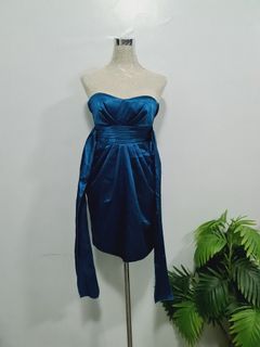 Branded tube formal event party blue dress