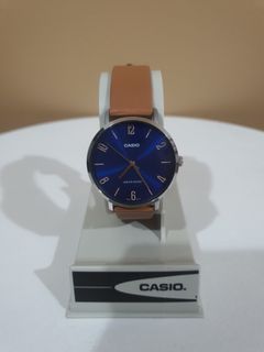Casio Women's Analog Watch (LTP-VT01L-2B2) - Blue Dial and Brown Strap