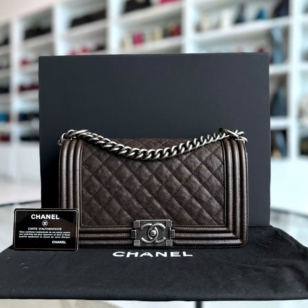 Caviar Leather Chanel Le Boy Old Medium Size Chanel Caviar Boy Old