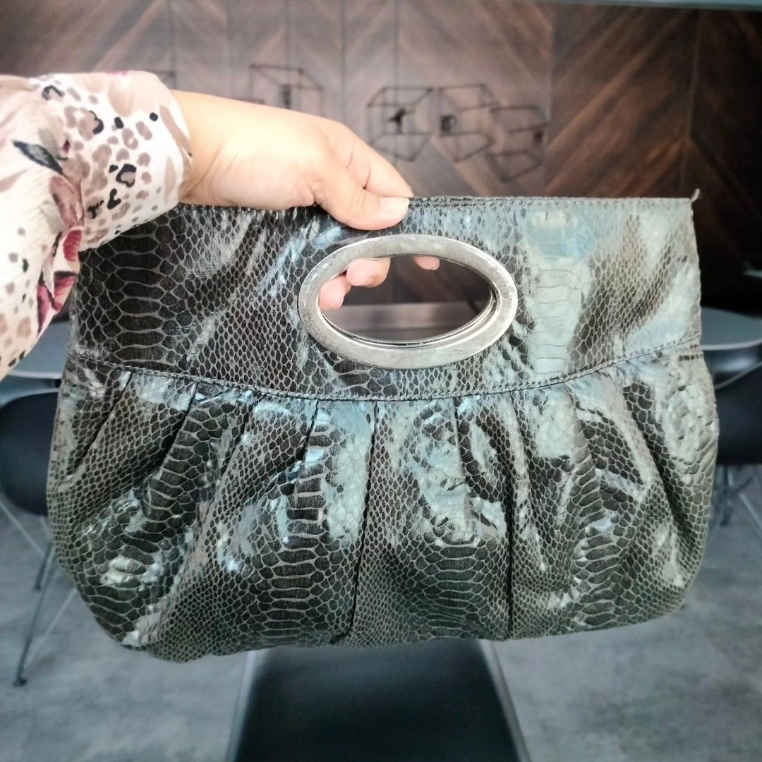 EXPRESS Black Faux Snakeskin Clutch Handbag Women s Fashion Bags Wallets Purses Pouches on Carousell