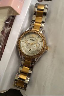 Fossil riley two tone watch