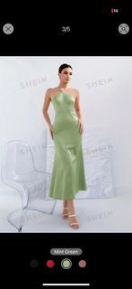 Green halter maxi dress