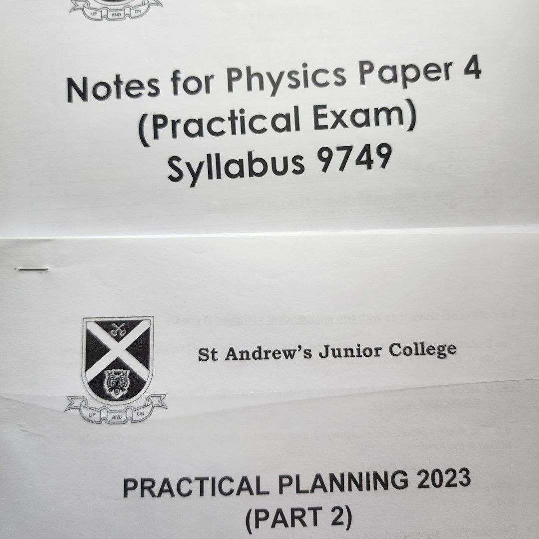H2 Physics practical notes (Category: Assessment Books) located in Singapore. Submitted by heymatchaha (Listing ID 1308236535, Image 2). Description: H2 Physics practical notes I found these super useful!!! Includes some loose leaflets of suggested answers for planning selling other study materials ! open to negos and flexible meetups.