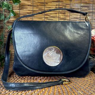 HAMANO Vintage Bag  BIG Genuine MOTHER OF PEARL CAMEO in LambSKIN LEATHER Bag