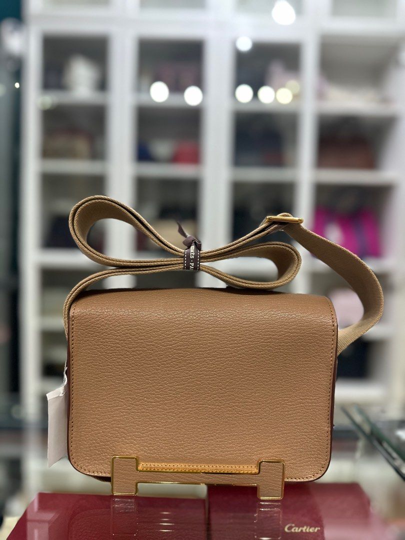 Hermes Geta Quebracho and Chai Chevre Gold Hardware Stamp U (Category: Luxury Bags & Wallets) located in Taguig. Submitted by closetcompany (Listing ID 1308180468, Image 1). Description: Hermes Geta Quebracho and Chai Chevre Gold Hardware Stamp U 🫧Php 415,000 🫧CONDITION: Like new condition with few and small inevitable hairline scratches on the hardware. 🫧RATING: 9.8/10 🫧INCLUSIONS: dust bag, box, paper bag, care manual, ribbon, Bababebi cert