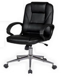 IntimaTe WM Heart Office Chair, Leather Desk Chair, Executive Office Chair with Back Support, Ergonomic Recliner Chair Adjustable Seat Height, 360 Swivel, for Home Office (Black)