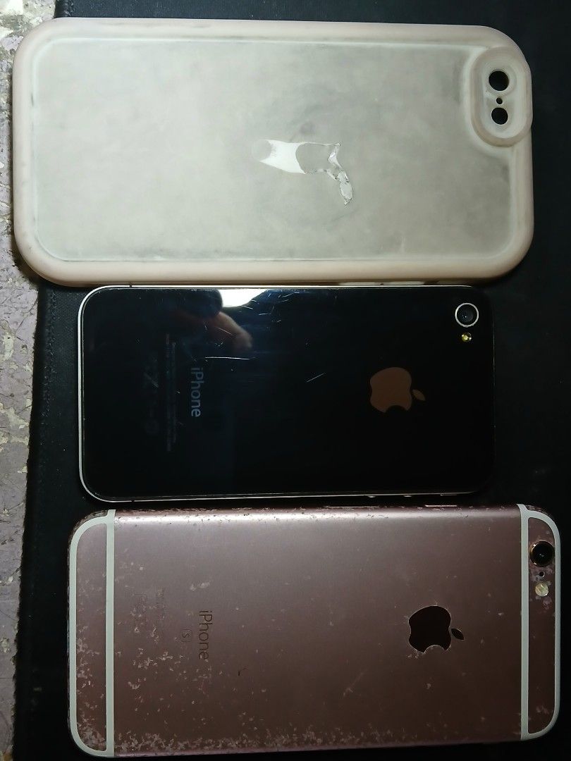 iPhone 4 and IPhone 6S (6S Sold) (Category: iPhone 6 Series) located in Quezon City. Submitted by silverfire_64ac42 (Listing ID 1308150819, Image 2). Description: iPhone 6S (64gb) (SOLD) The home button doesn't work, and for WiFi use only as if it's not openlined, but regardless of its issue, the phone is still usable for gaming and browsing, the camera still rocks. libre na yung case ( iPhone 4 Unknown issue, pwede ipang parts for repairs. Both 