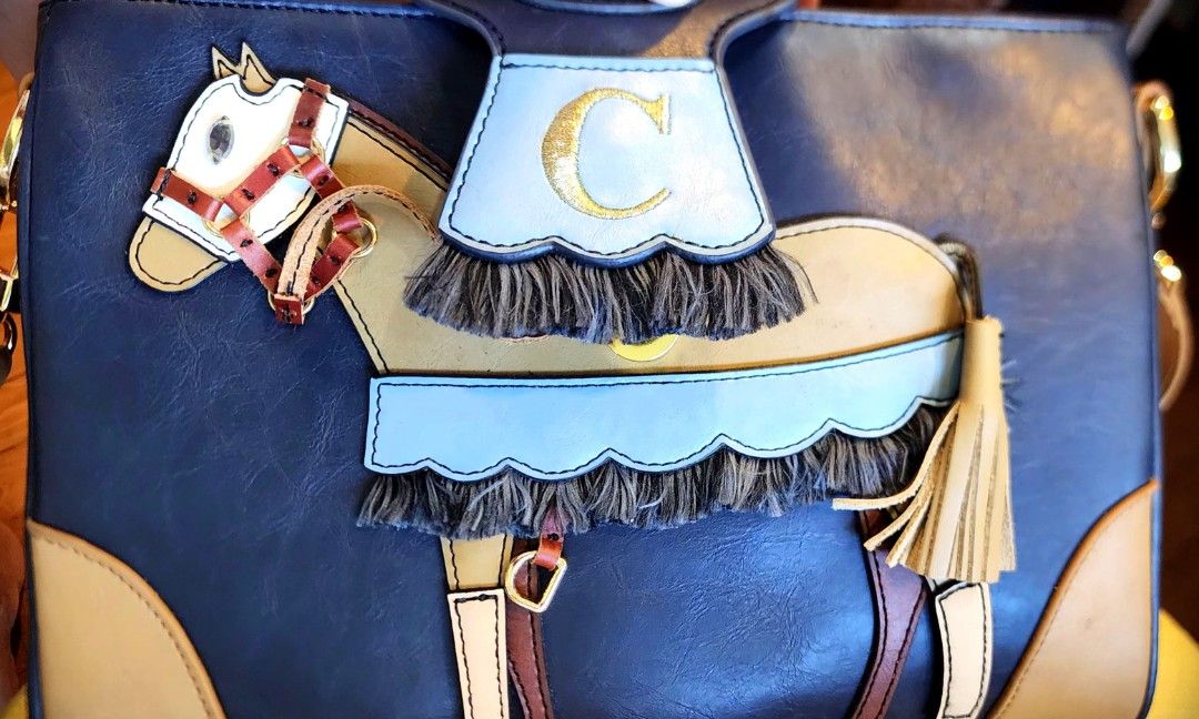 Lapalette Korea horse two way bag in navy blue