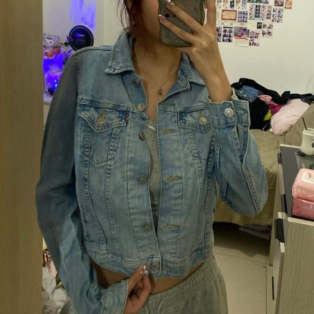 Levis crop denim jacket store