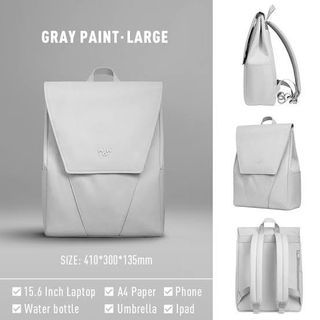 MAH Solid Color Backpack Gray Paint 15.6 Inch Laptop Bag - Large