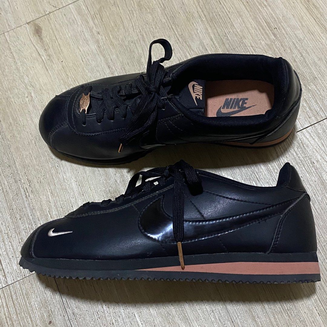 Nike cortez womens black and rose gold on sale