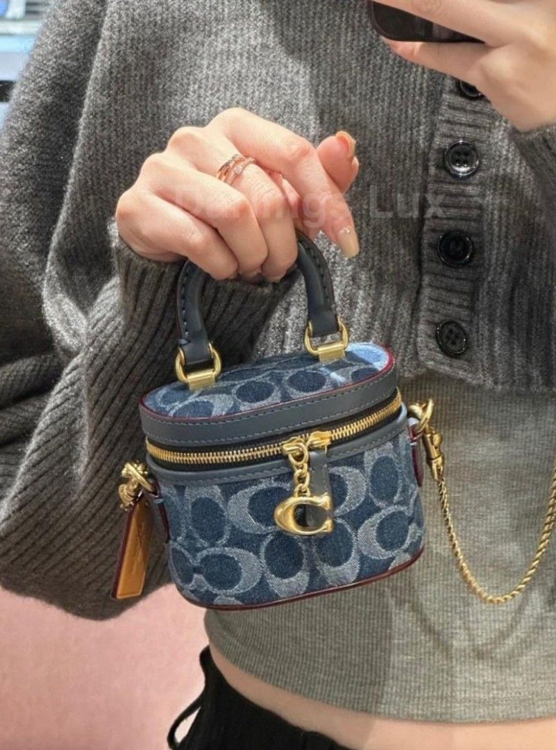 Preorder coach mini trail chambray blue gold chain mini crossbody bag waiting time 12 days after payment has been made chat to buy to order