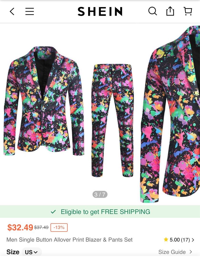 Printed Black Tuxedo or Suit Set (Category: Sets & Coordinates) located in Baguio. Submitted by belleehan (Listing ID 1308167970, Image 1). Description: Payment first J&T Regular Shipping .