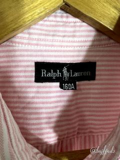 RALPH LAUREN Light Pink White Stripes Polo Shortsleeves