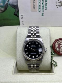 Rolex 1998 Datejust Black dial with Diamond markers 31mm