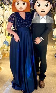 Royal blue evening gown formal XL can fit pregnant