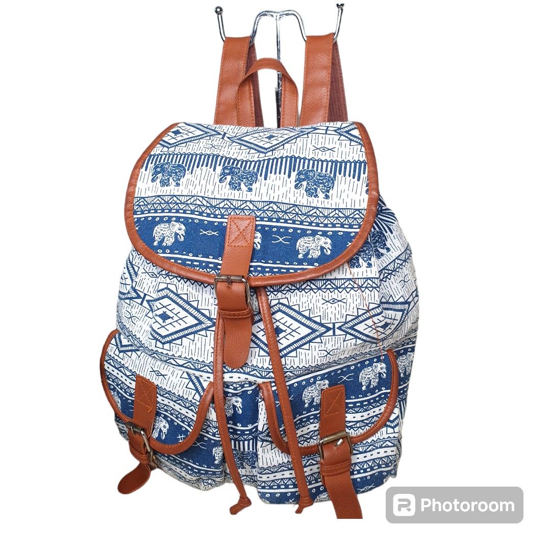 Sale Canvas leather backpack Women s Fashion Bags Wallets Backpacks on Carousell