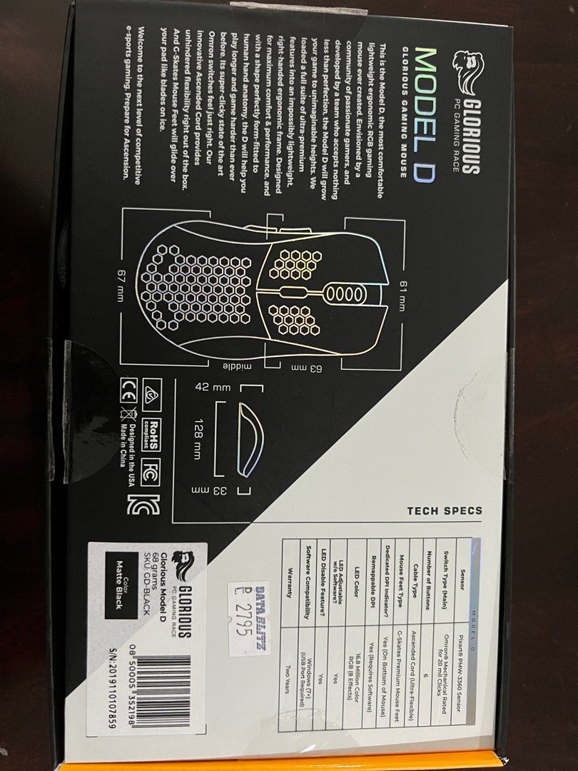 Selling Model D (Category: Mouse & Mousepads) located in Quezon City. Submitted by mymyap (Listing ID 1308255071, Image 3). Description: Reason for selling using Finalmouse Ultralight X Large.
