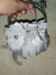 Silver Gray Party Bag Almost Brandnew Detachable Brooch