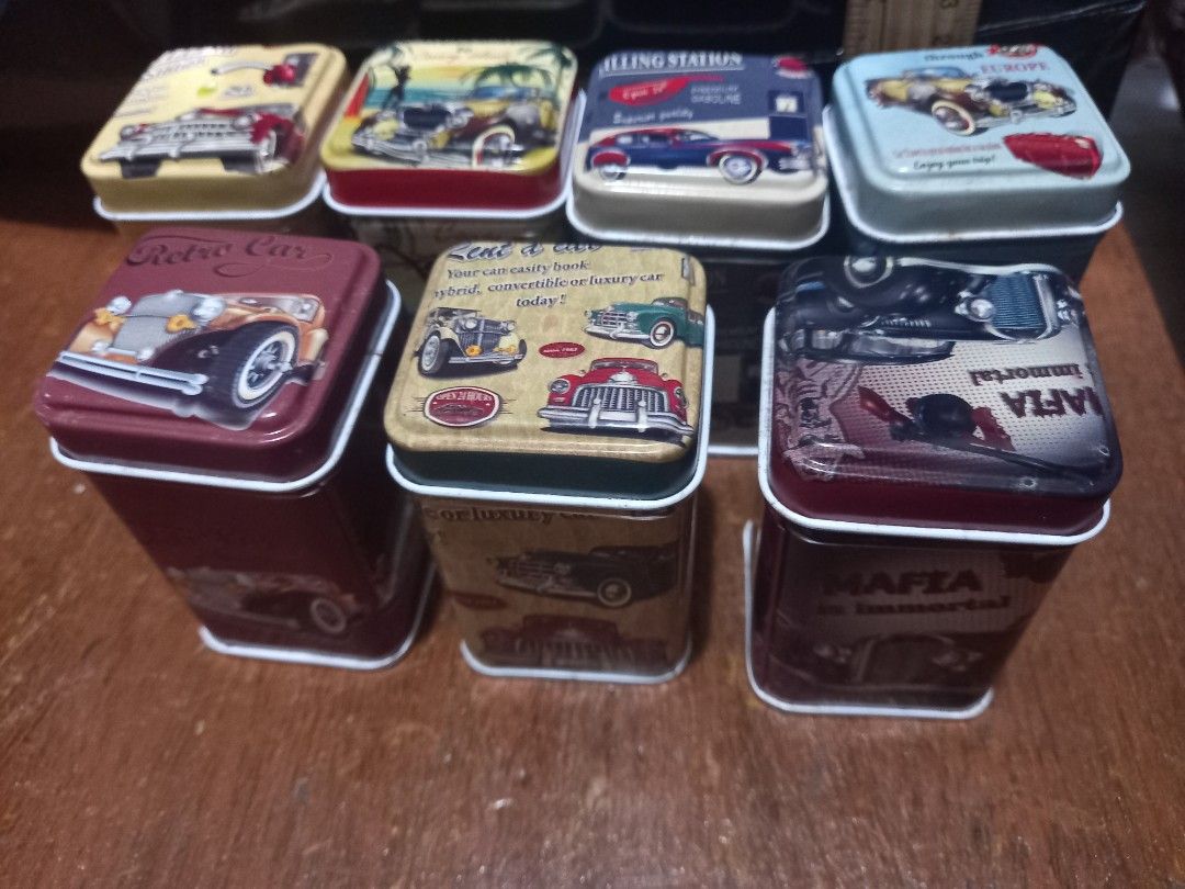 Small can containers (Category: Food Organization & Storage) located in Tagbilaran City. Submitted by m_j_y_m.turtle (Listing ID 1308286148, Image 1). Description: 10pesos each can use to keep small toys, coins, and other items Available 7pcs.
