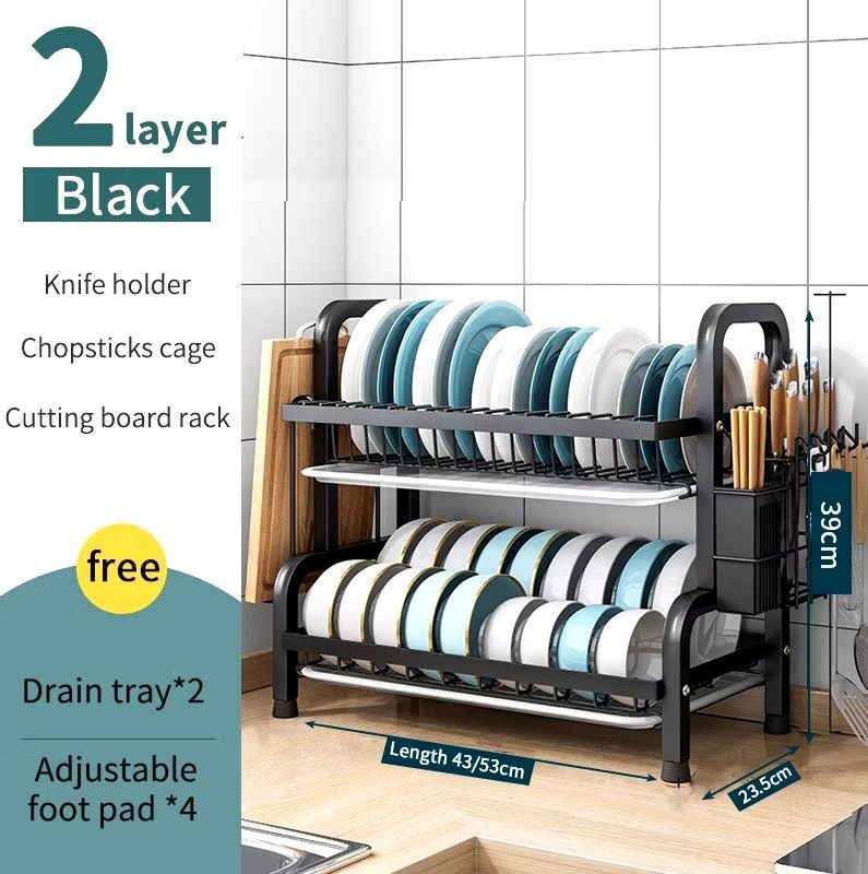 Stainless Steel Dish Rack Rak Pinggan Mangkuk Sinki Dish Drainer Rak Dapur Kitchen Organizer Storage Shelf Sink Rack Furniture Home Living Bathroom Kitchen Fixtures on Carousell