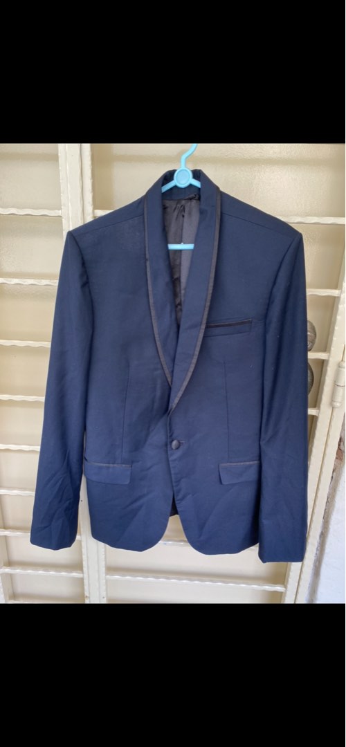 Topman navy blue blazer, Men's Fashion, Coats, Jackets and