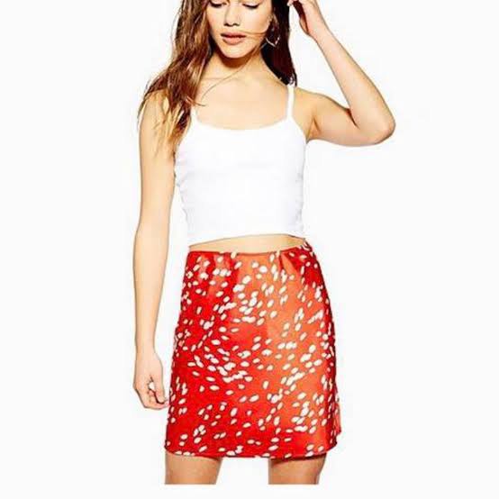 Topshop red satin mini skirt on sale