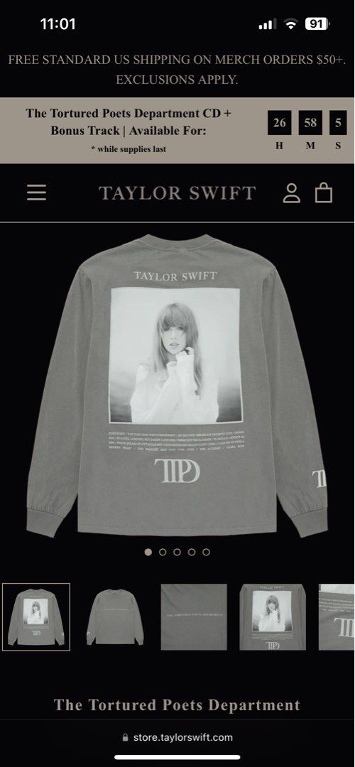 TTPD Gray Photo Long sleeve Size L (Category: Longsleeves) located in Quezon City. Submitted by merch2go (Listing ID 1308279487, Image 3). Description: - brand new, never worn & sealed in original packaging - will be onhand by June 25.