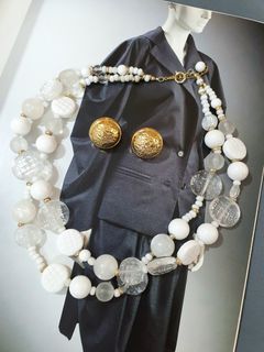 Vintage 80's lucite necklace and earring set