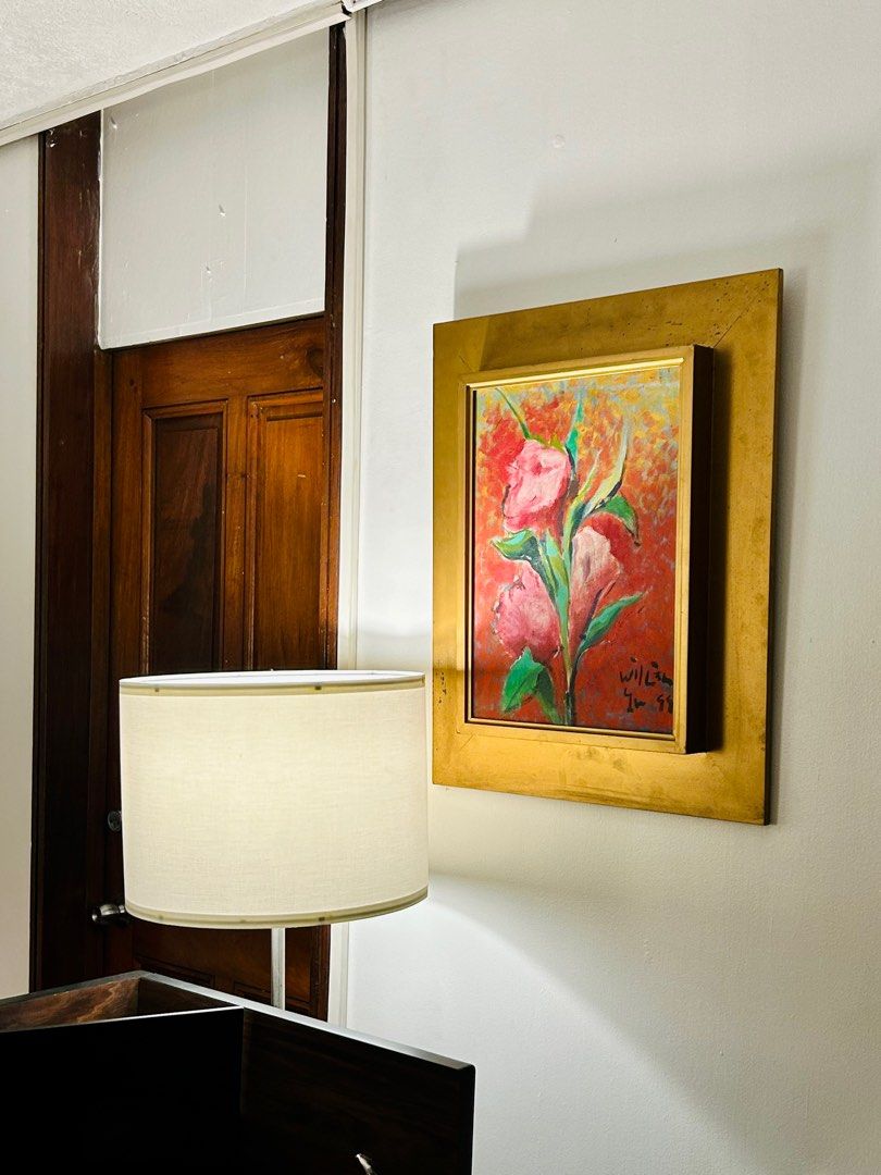William Yu (Category: Art & Prints) located in Makati City. Submitted by gentsrackmnl (Listing ID 1308249788, Image 2). Description: Flowers With Orange Background William Yu Oil on Canvass 1999 14in x 19in (Unframed) 22in x 27in (Framed) With COA .