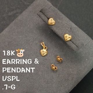 YG Heart Pendant & Stud Earrings Set