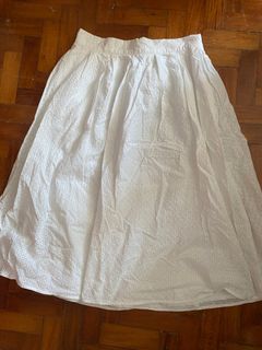 Zara Eyelet White Midi Skirt